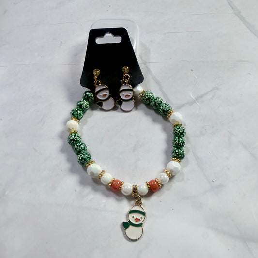 Snowman Bracelet and Earring Set
