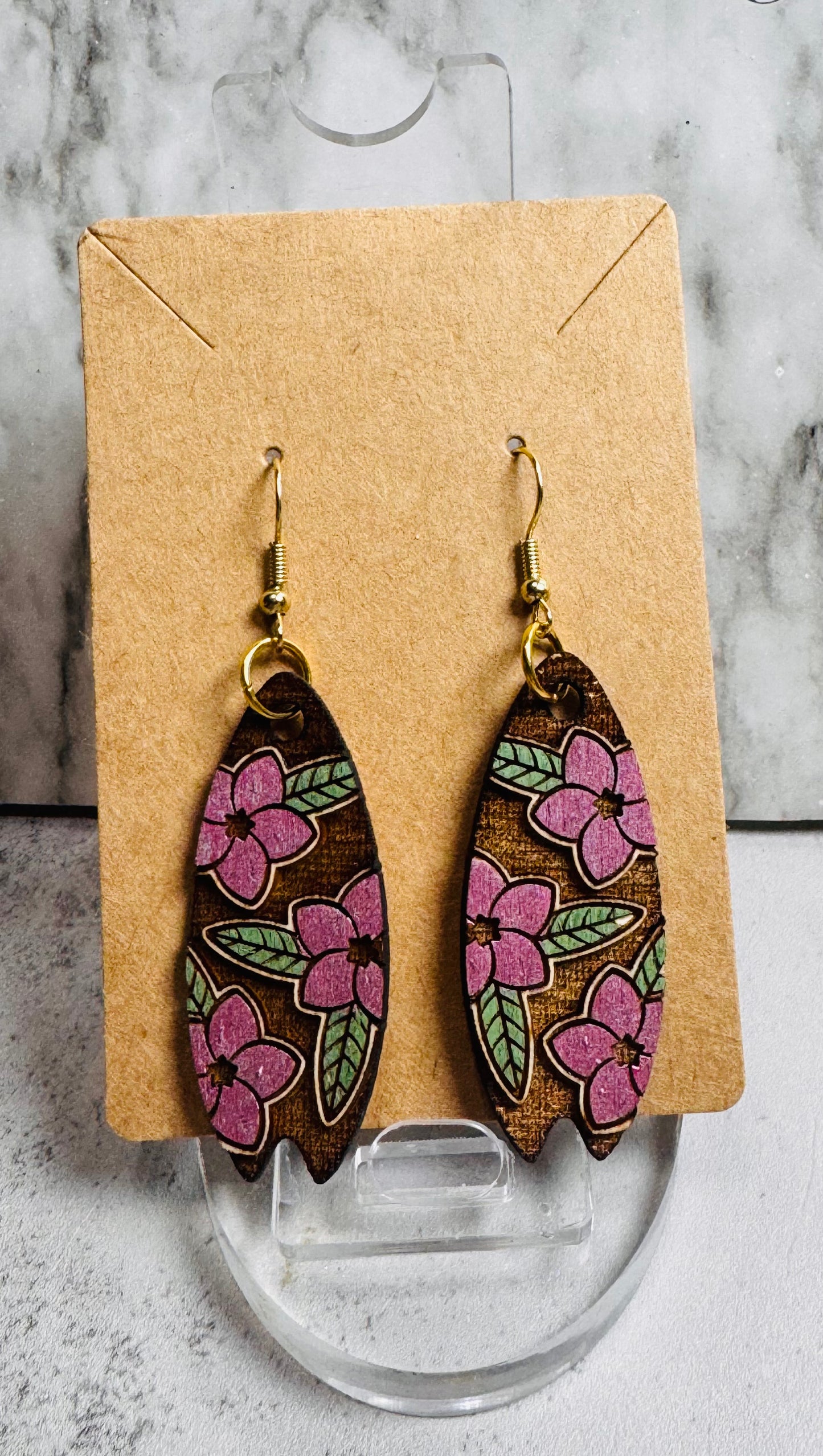 Hibiscus Surfboard Dangle Earring