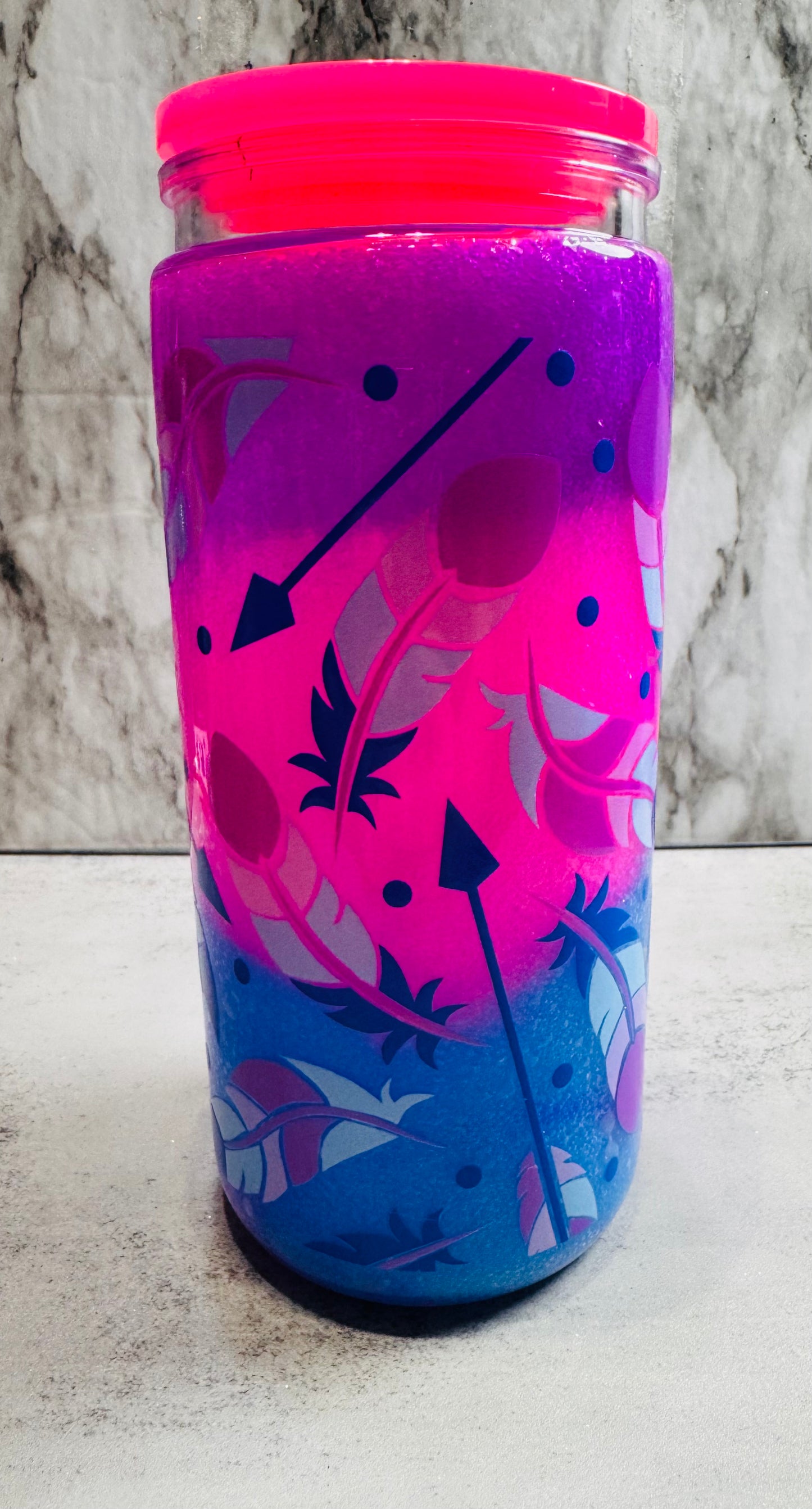 16oz Slushie Feather Snowglobe