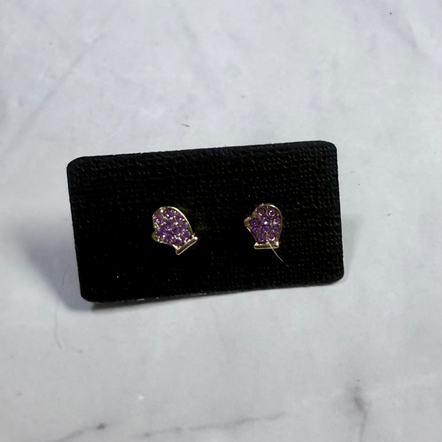 Purple Crystal Mitten Stud Earring