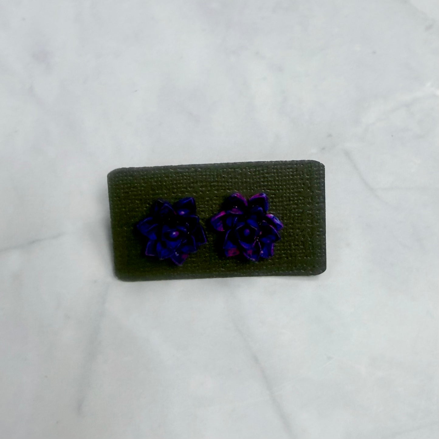 Pink and Blue Lotus Stud Earring