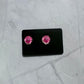 Dark Pink Flower CLIP ON Stud Earring