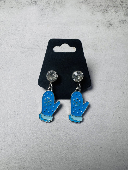 Blue Snowflake Mittens Dangle