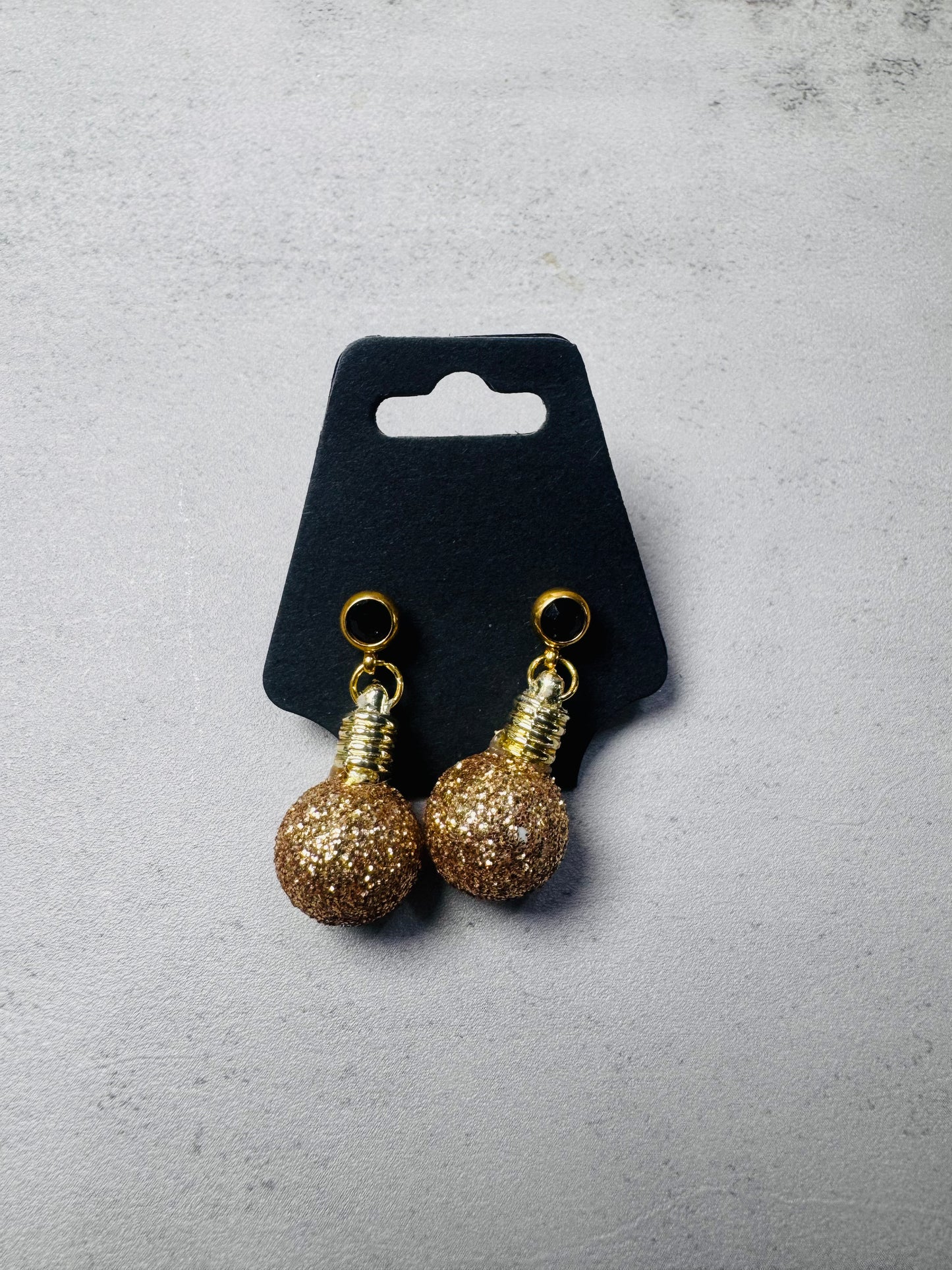 Gold Xmas Ornament w/Black CZ Stud Dangle