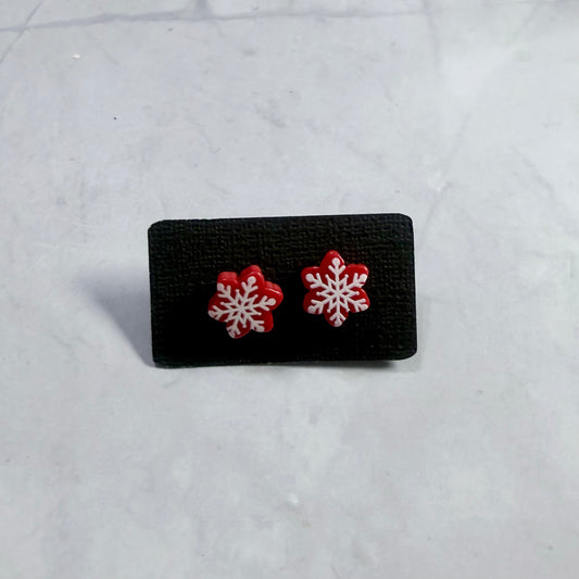 Red Snowflake Stud Earring