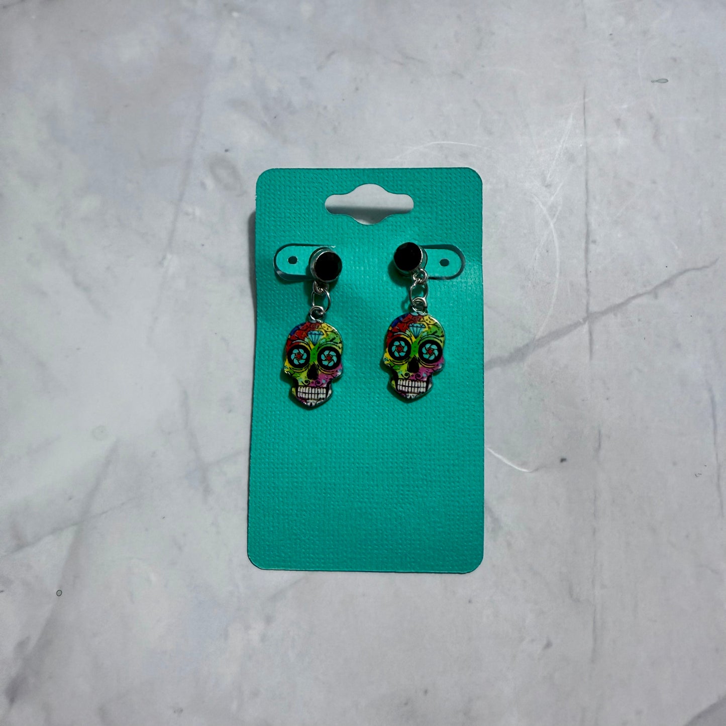 Rainbow Sugar Skull Dangle