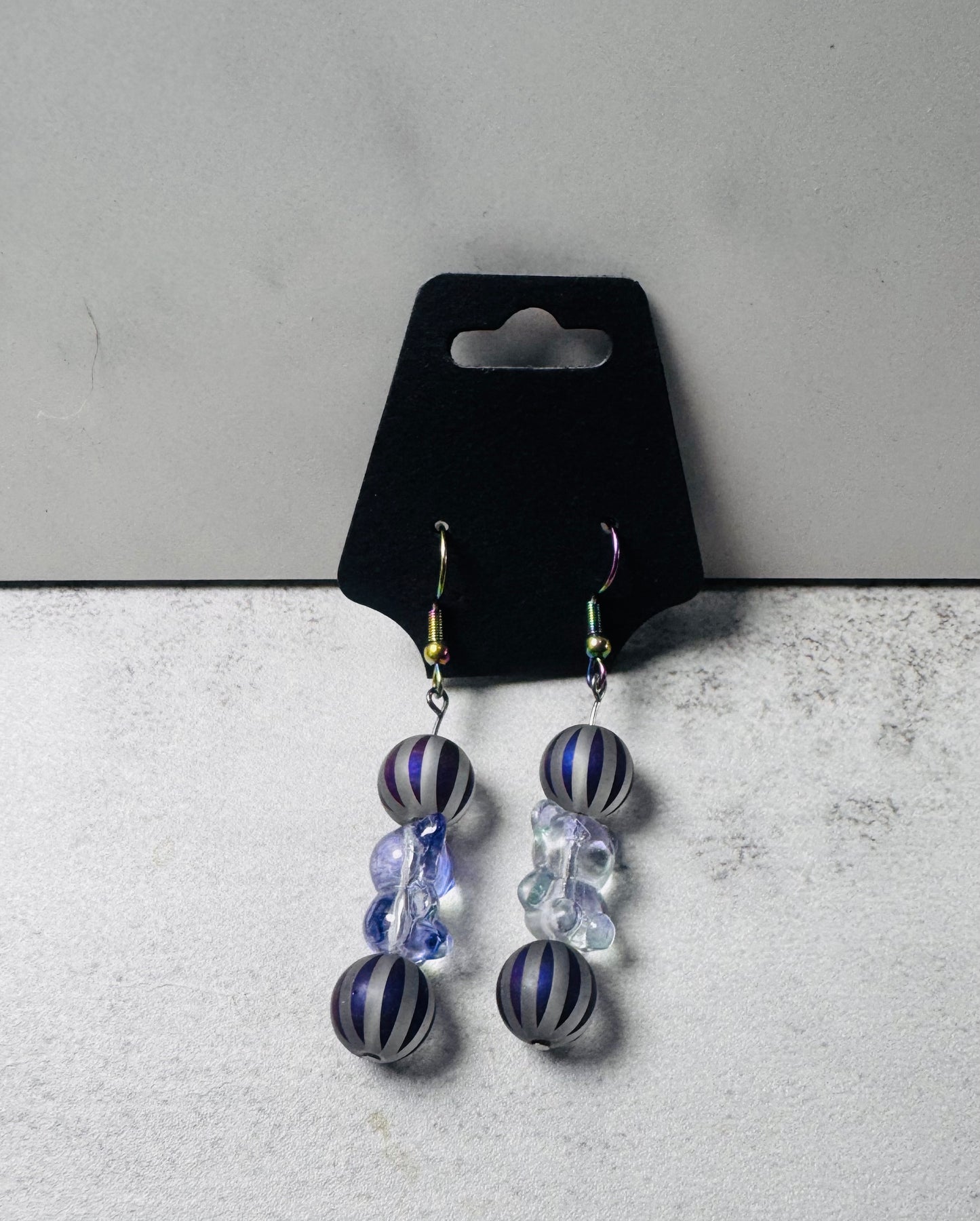 Blue Bear with purple balls Dangle