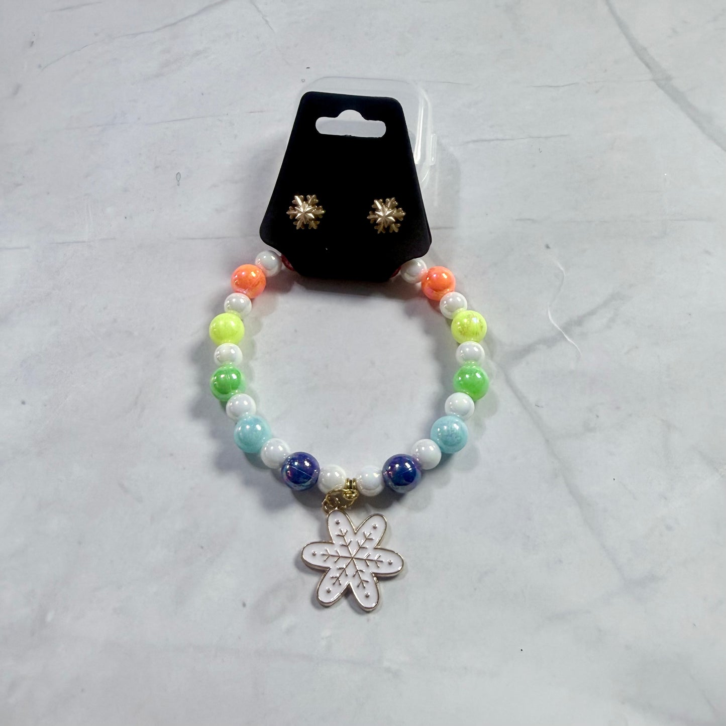 Rainbow Snowflake Bracelet and Earring Set