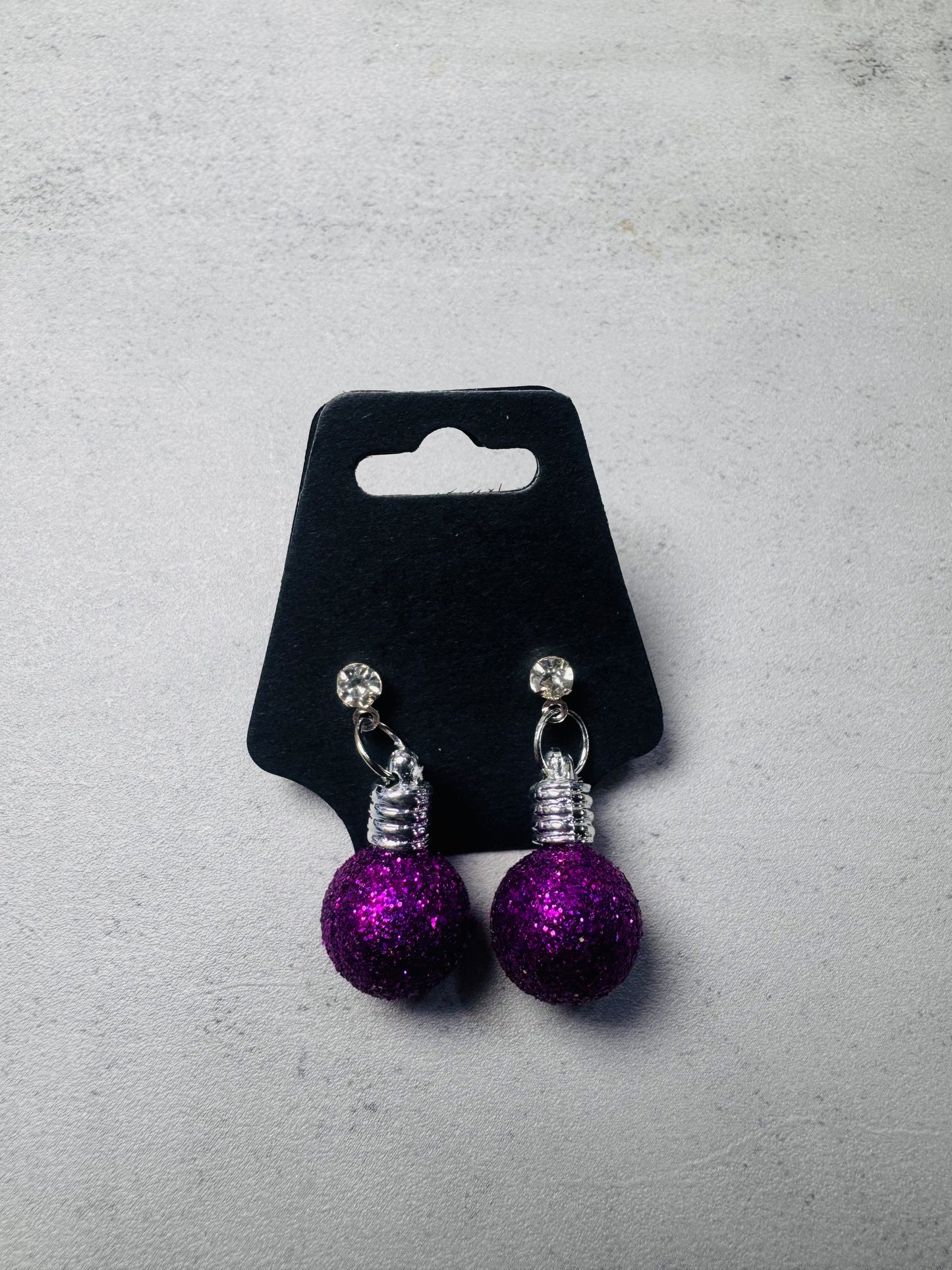 Purple Xmas Ornament w/CZ Stud Dangle