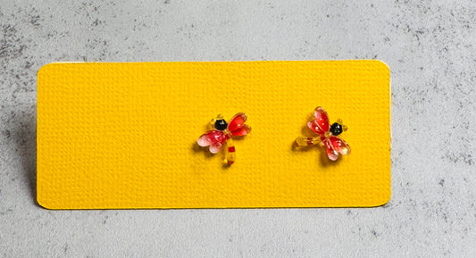 Red and Yellow Dragonfly Stud Earring