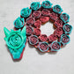 3D printed Rose Snake Teal Red Orange Yellow