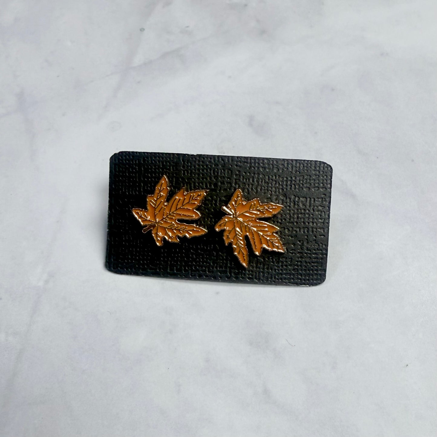 Lrg Orange Leaf Stud Earring