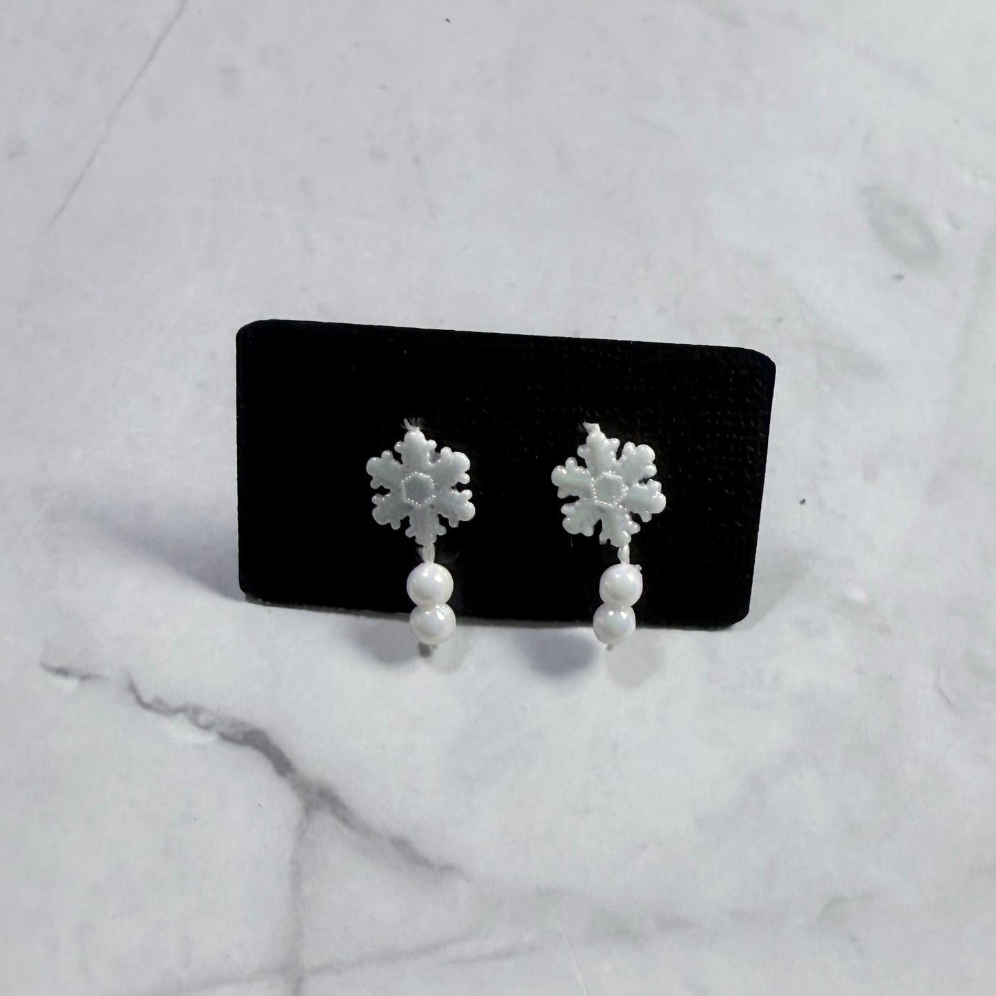 White irridescent Snowflake Stud Earring