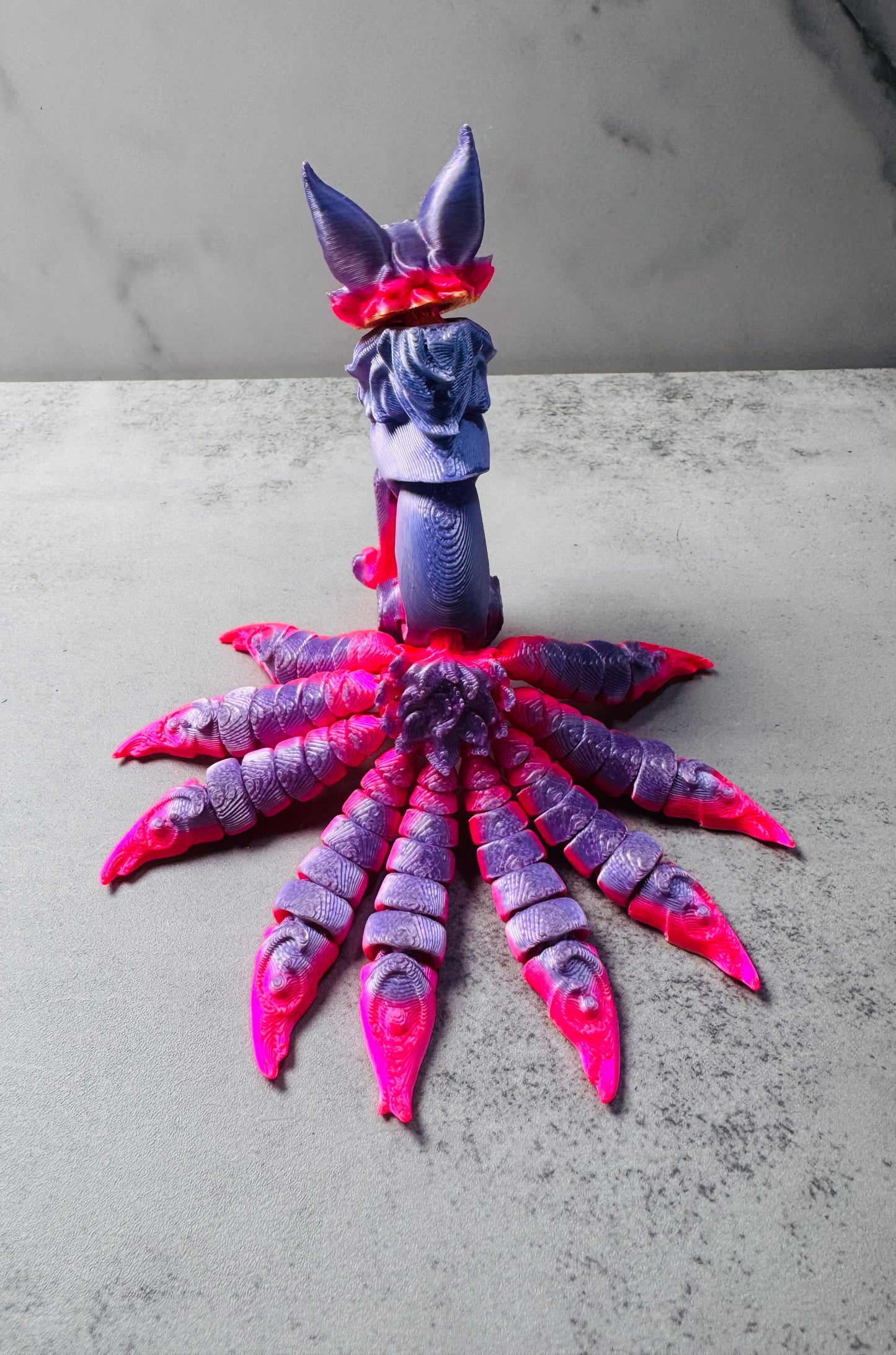 3D Printed Articulated 9 Tail Fox Purple/Pink/Orange (RTS)