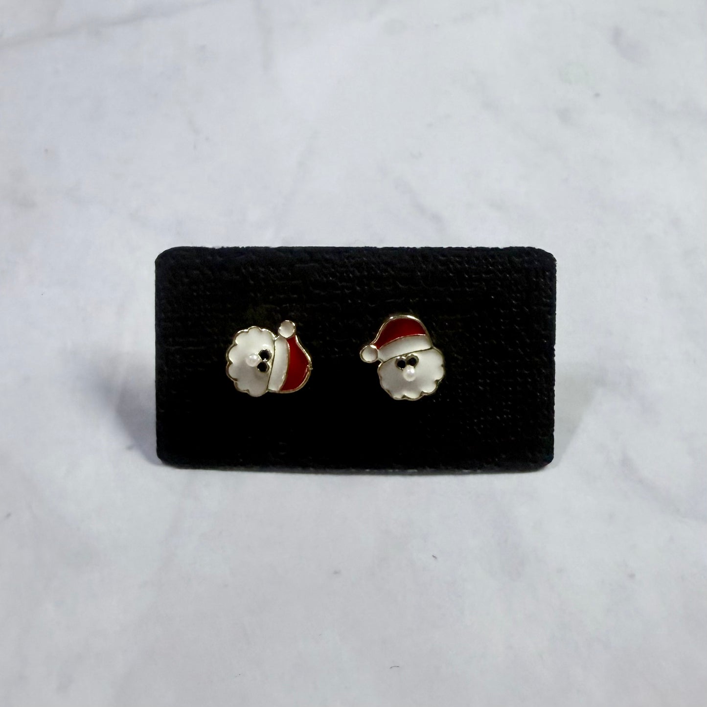 Fluffy Santa Enamel Stud Earring