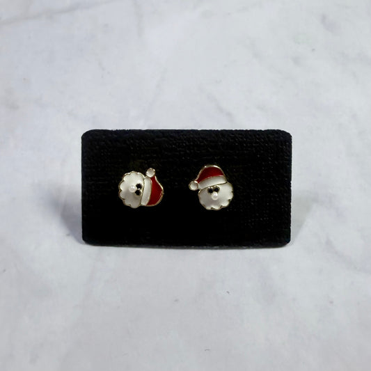 Fluffy Santa Enamel Stud Earring