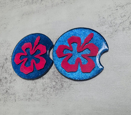 Hibiscus Flower Car Coaster Set