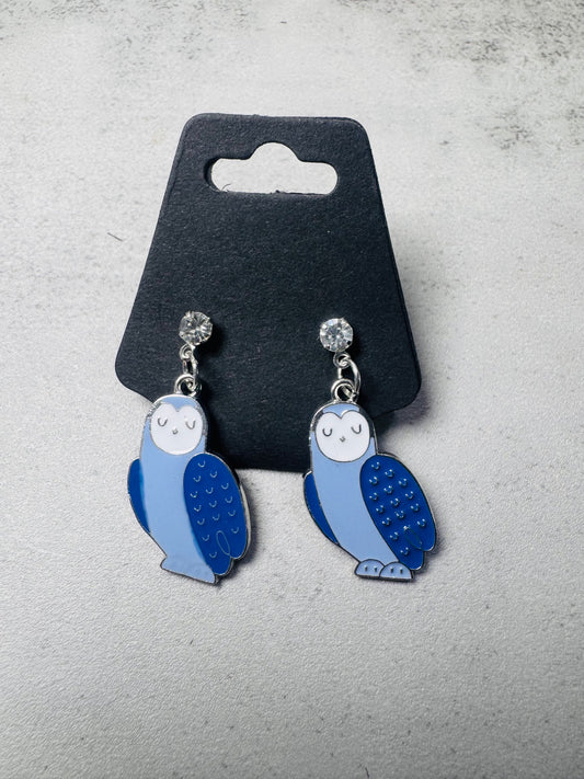 Sleepy Owl on CZ Stud Dangle