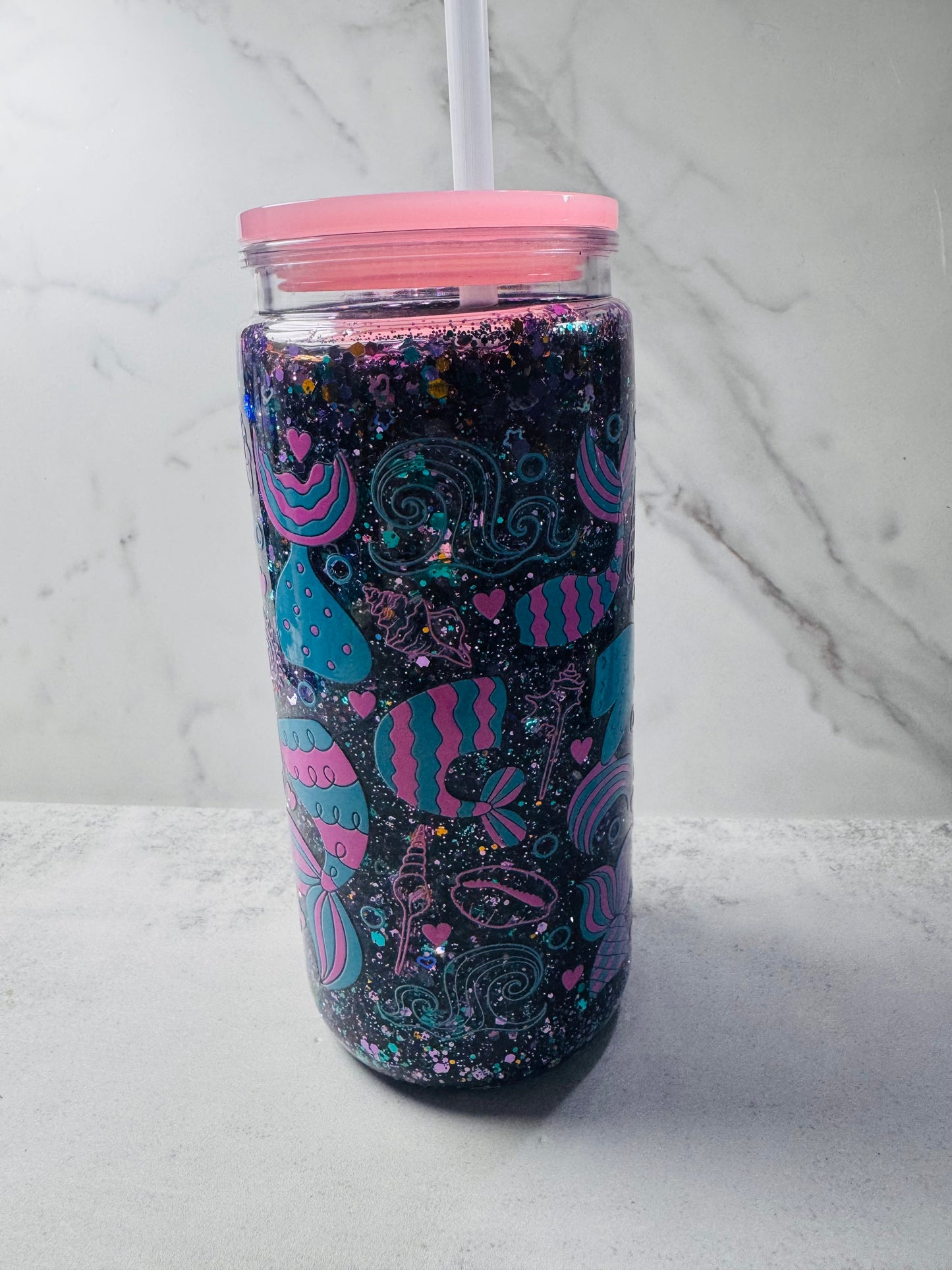 Mermaid Fast Flow Acrylic Snowglobe Tumbler