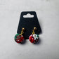 Green Knit Xmas Ornament on Ball Stud Dangle