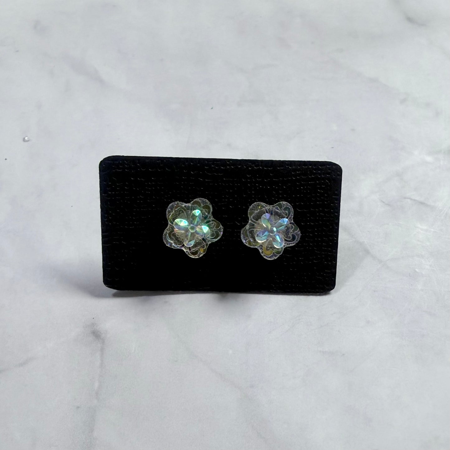 Clear Iridescent Stud Earring