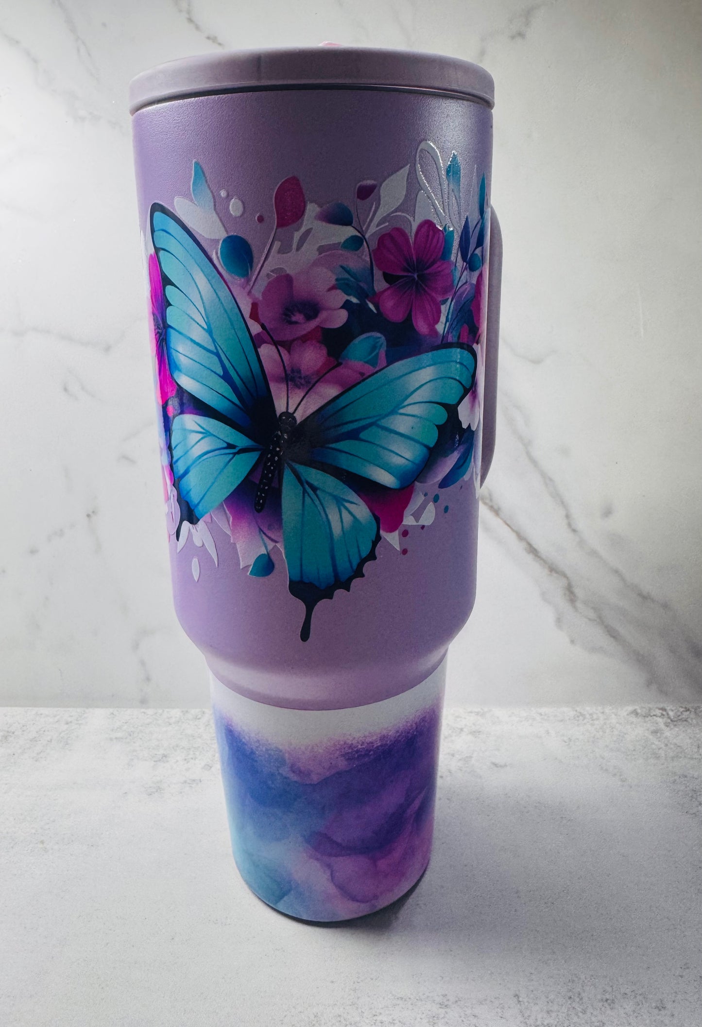 Blue Butterflies 40oz Leakproof Stainless Steel Tumbler