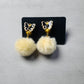 Black Butterfly with pompoms CLIP ON Dangle Earring