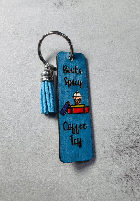 Spicy Books Wooden Keychain