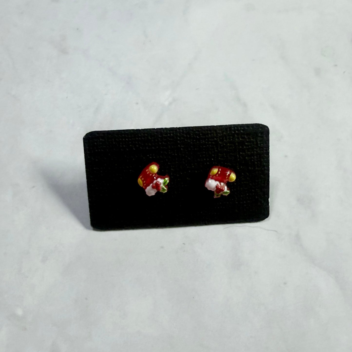 Tiny Resin Booties with Holly Stud Earring