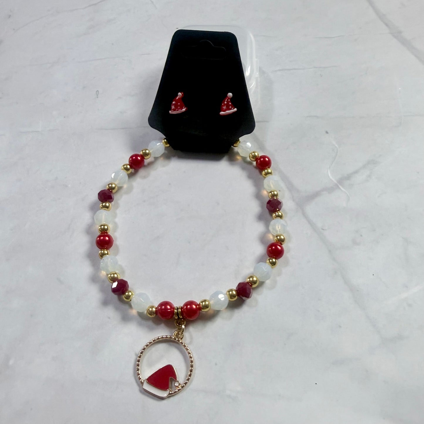 Santa Hat Snowflake Bracelet and Earring Set