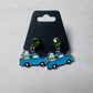 Truck w/Snowman on Green CZ Stud Dangle