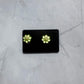 Green Glow Flower CLIP ON Stud Earring