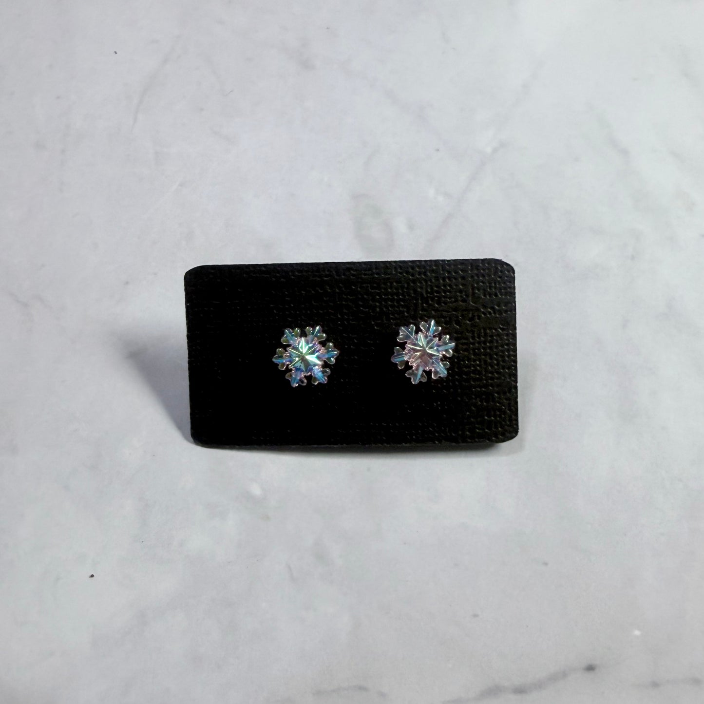 Pink Iridescent Snowflake Stud Earring