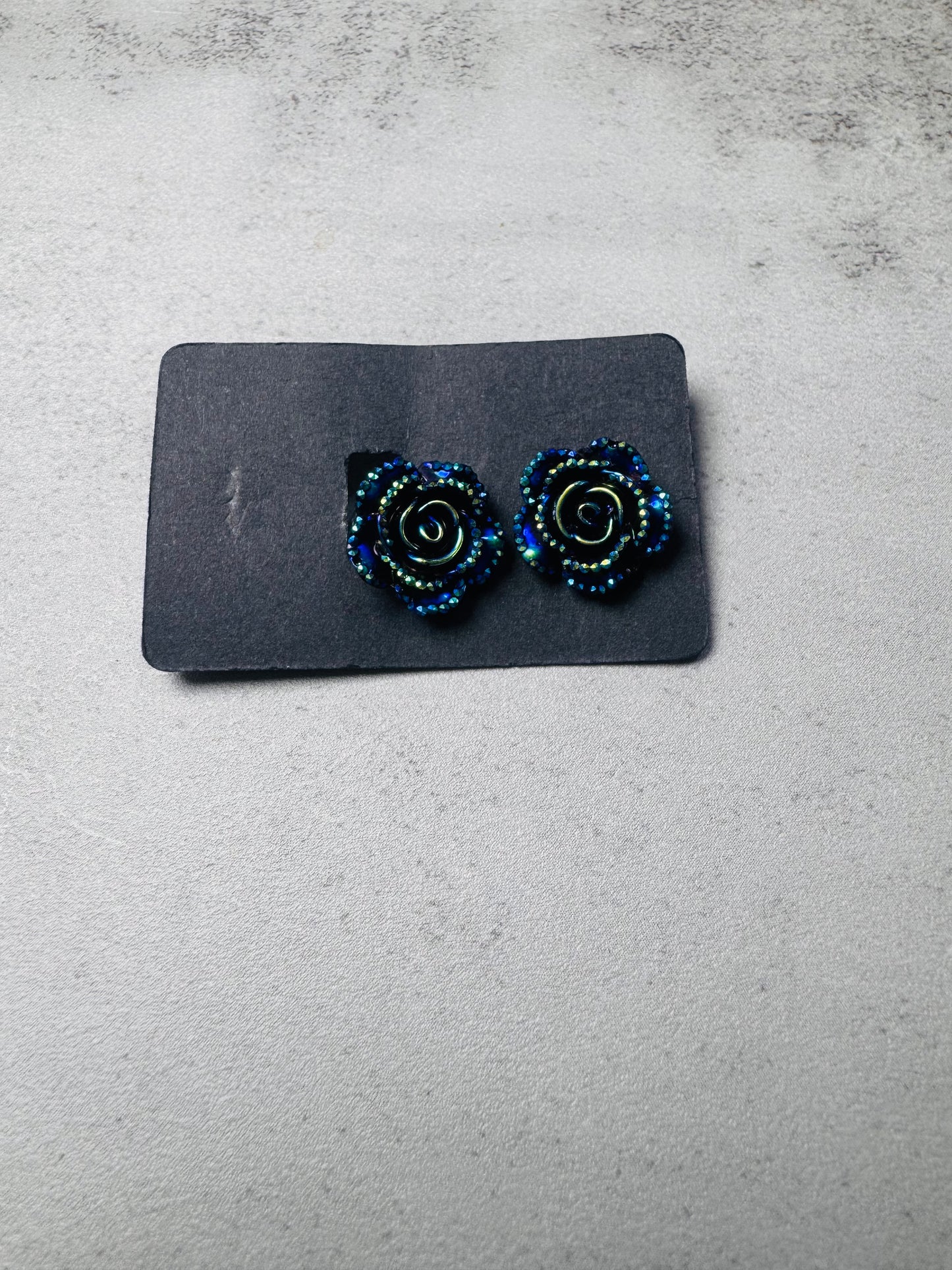 Rhinestone Rose CLIP ON Stud Earring