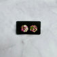 Pink and Green Rose Stud Earring