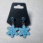 Blue Snowflake on Blue CZ Stud Dangle