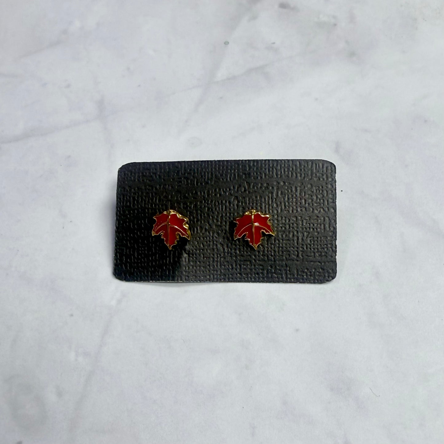 Red Leaf Stud Earring