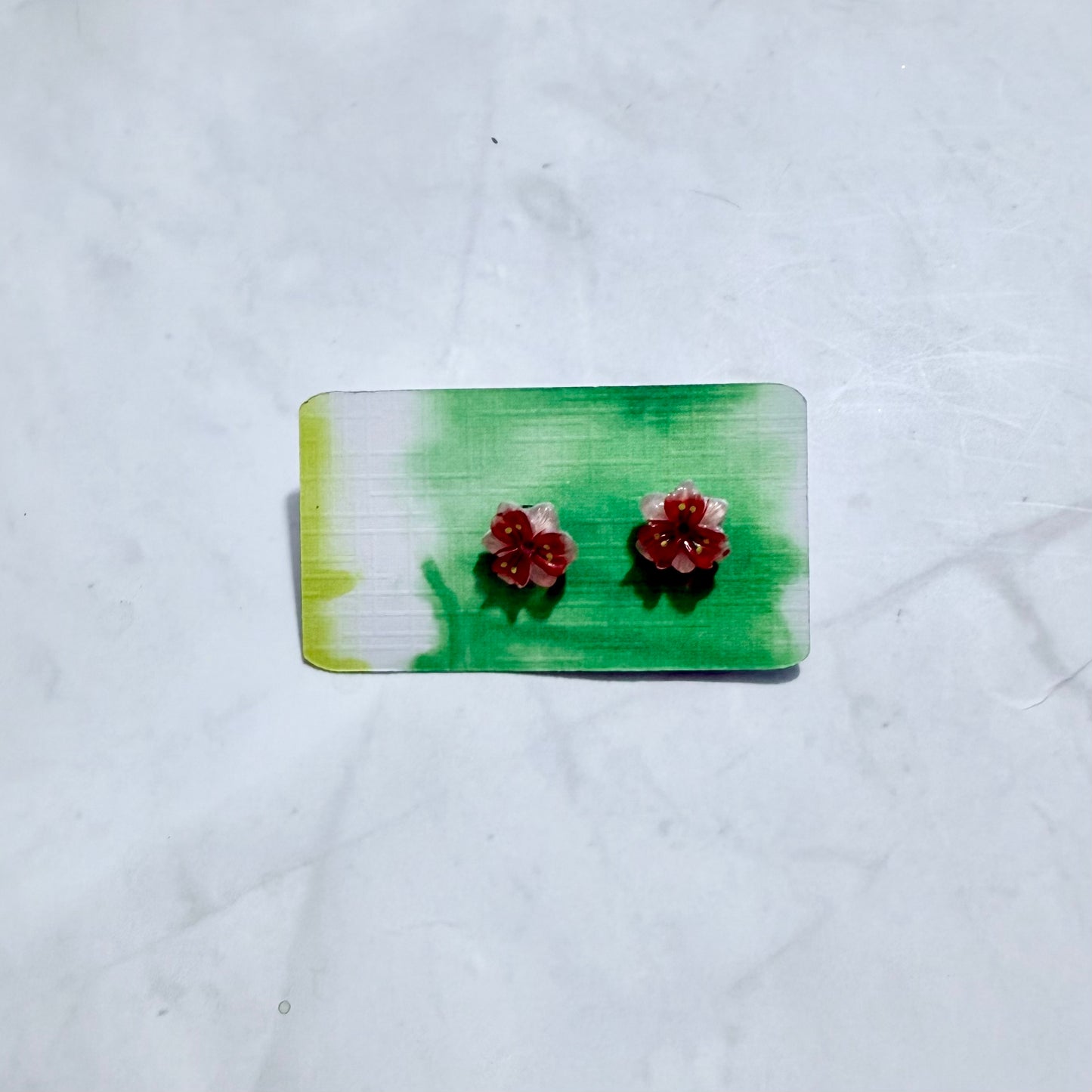 Red Flower Stud Earring