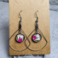 Pink Flower with Large Teardrop Dangle Earring