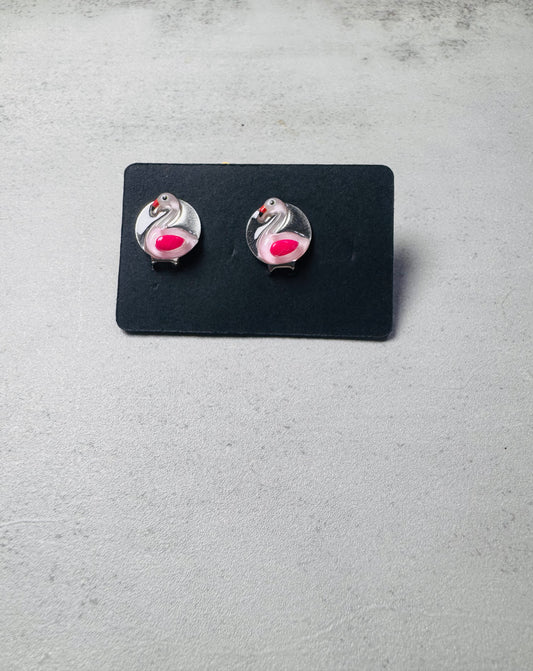 Flamingo CLIP ON Stud Earring