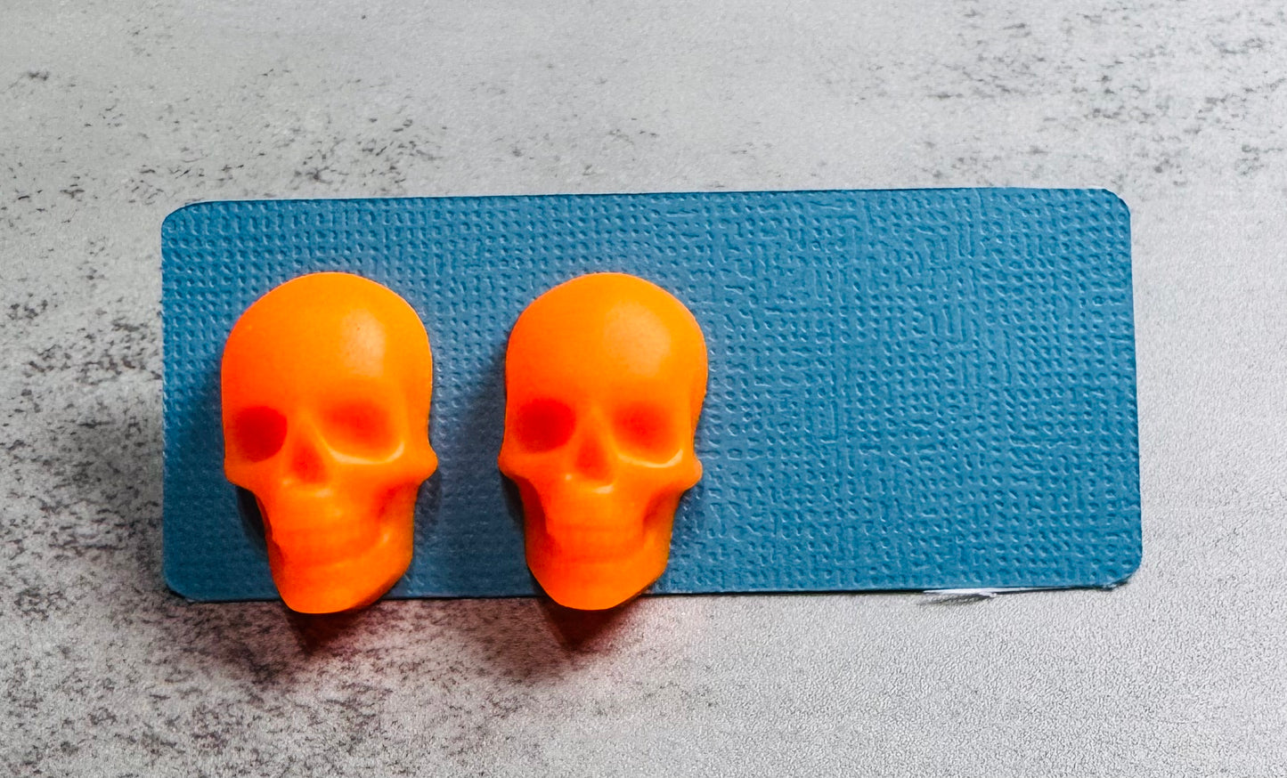 Neon Orange Skull Stud Earring
