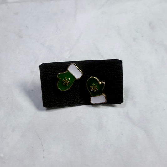 Green Mitten Stud Earring