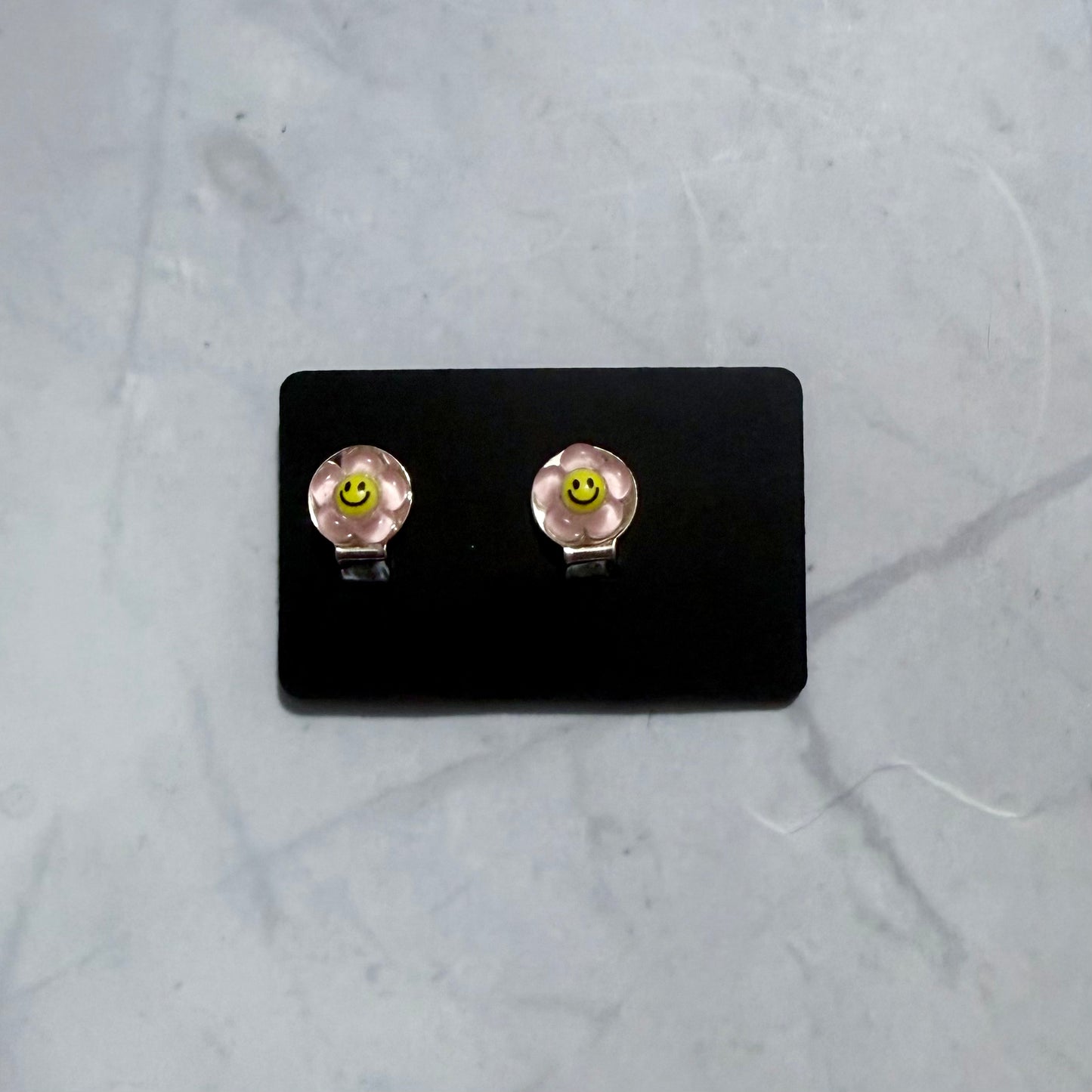 Peach Flower CLIP ON Stud Earring