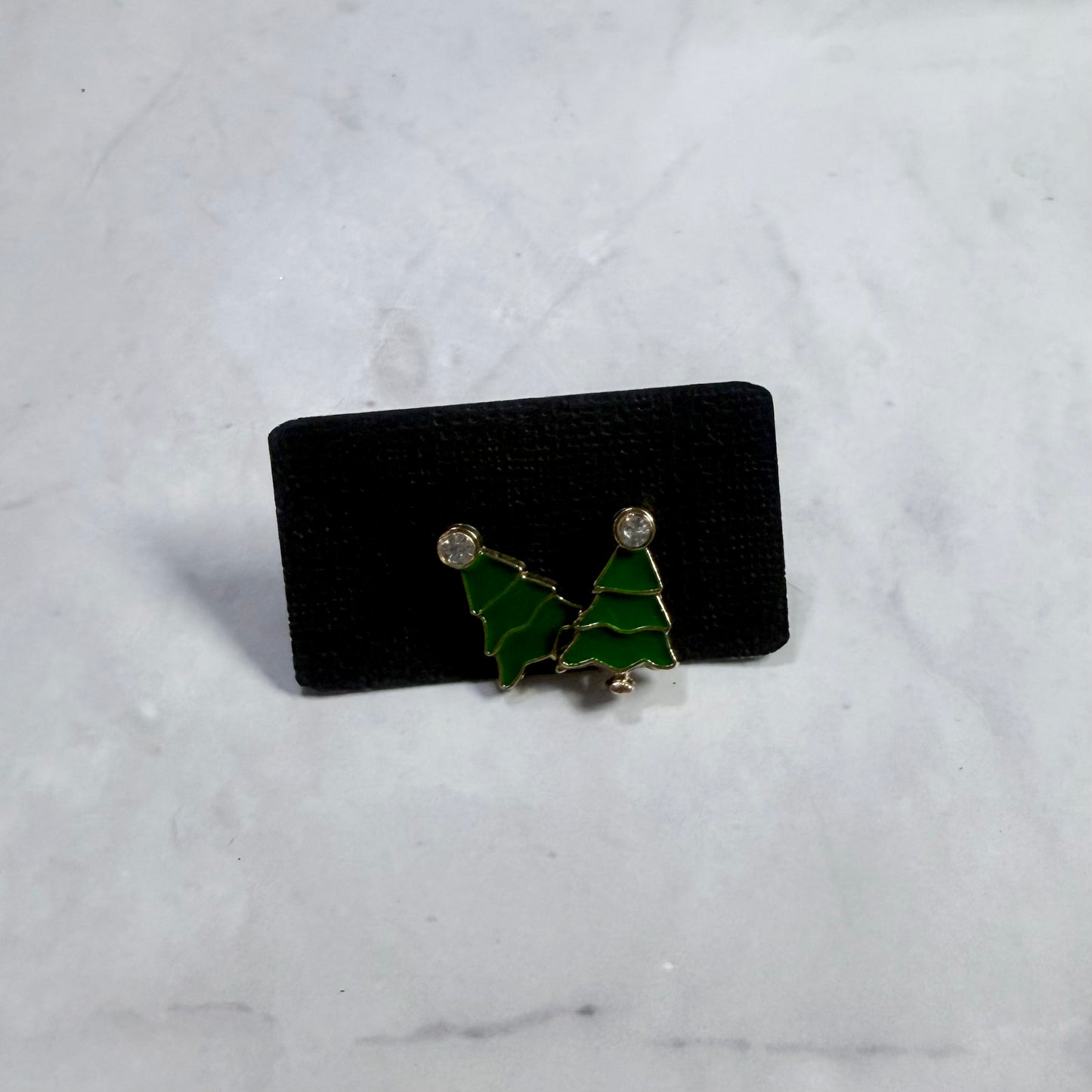 Green Metal Tree Stud Earring