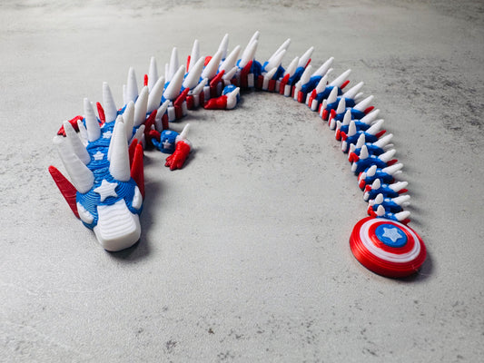 3D Printed Articulated Captain USA Dragon (RTS)