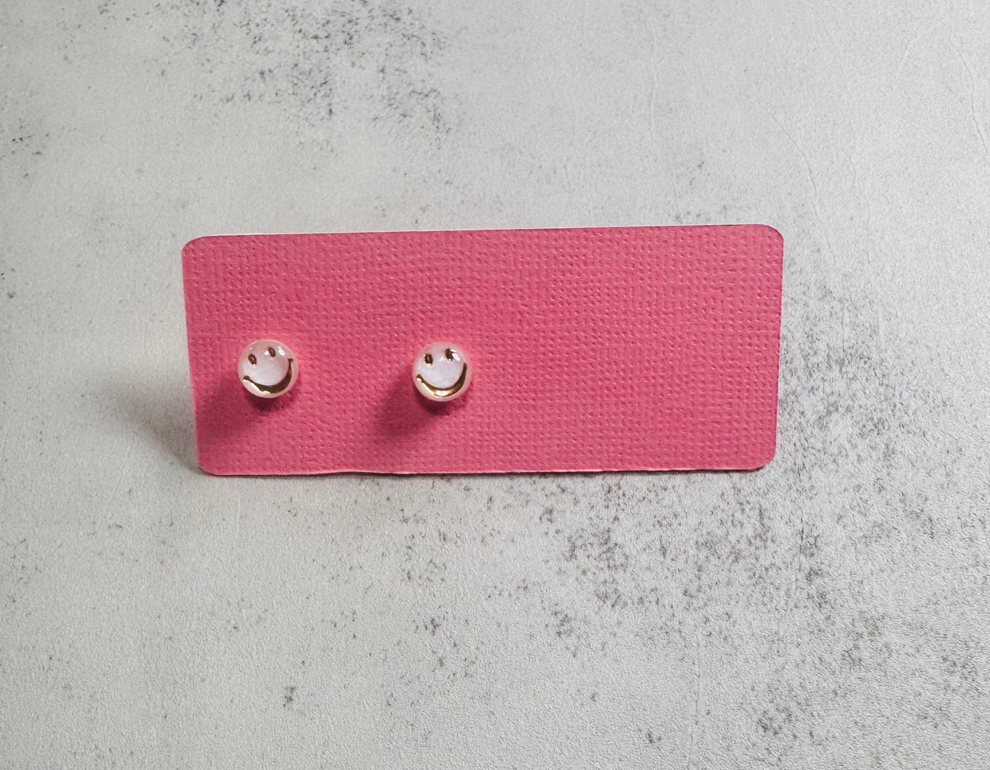 White and Gold Smiley Stud Earring