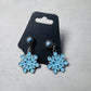 Blue Snowflake on Blue Marble Gemstone Stud Dangle
