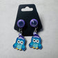 Winter Owl on Purple Gemstone Stud Dangle