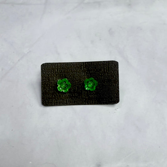 Green Flower Stud Earring