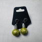 Lime Green Xmas Ornament w/Black CZ Stud Dangle
